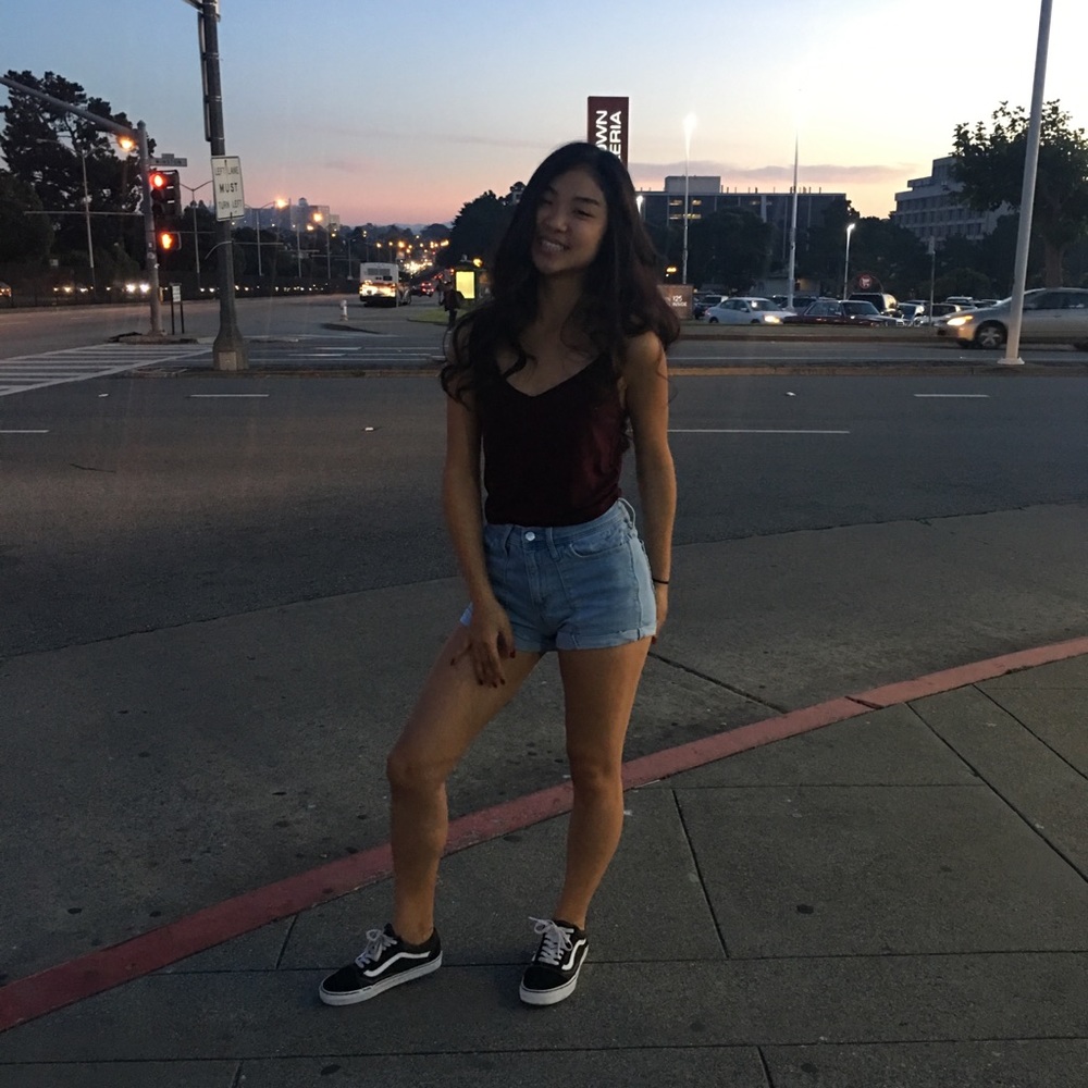 High waisted light blue jean shorts